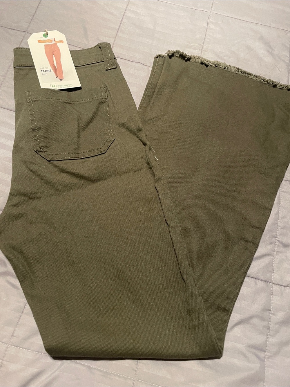 Celebrity Pink Olive Green Flare Pants
